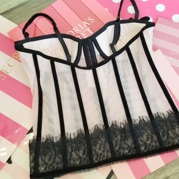 Victoria's Secret Vintage Sexy Little Things Bustier Corset Velvet Bows Lace NWT - Picture 11 of 13